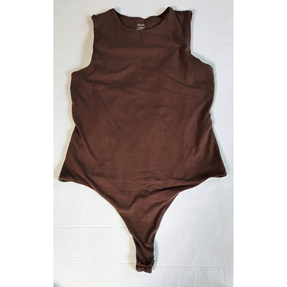 Nuuds Brown Sleeveless Bodysuit Top Womens Large Casual Layering